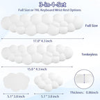 Cloud Wrist Rest Keyboard, Cloud Keyboard Wrist Pad Set with PU Leather Memory Foam, Cute Arm Rest for Palm Support, PC/Gaming Desk Accessories/Office Setup/Computer Hand Cushion - White