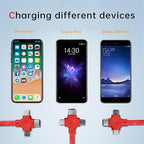 2 Pcs 3 in 1 Retractable Multi Chargers Cable(3.28FT) with USB C/Micro USB/IP and Phone Stand, Festivals and Birthday Gift for Your Family and Friends, Compatible with iPhone/Android/Tablet