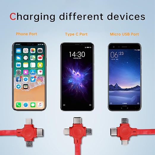 2 Pcs 3 in 1 Retractable Multi Chargers Cable(3.28FT) with USB C/Micro USB/IP and Phone Stand, Festivals and Birthday Gift for Your Family and Friends, Compatible with iPhone/Android/Tablet
