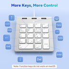 Wired Numeric Keypad USB-C & USB-A - 18 Keys Number Pad with 3 USB 2.0 Port, 15° Ergonomic Numeric Pad for Laptop/ Desktop/ Surface/ iPad, USB Number Keypad for Windows/macOS/Chrome OS, Plug & Play