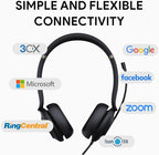 Yealink UH37 USB Headset with Microphone for PC Laptop - Headphones with Noise Cancelling Microphone for Computer,On-Ear Wired Office Call Center Headset Dual