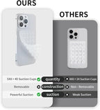 2 Pack Silicone Double-Sided Suction Grip – 40 Cups per Side, Strong Hold for iPhone, Galaxy, Pixel, Android – Hands-Free for Selfies & Videos (Clear)