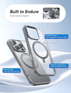 MAGIC JOHN 360° Rotatable Magnetic Invisible Stand for iPhone 16 Pro Max Case [Camera Control Button] [Compatible with MagSafe] 16FT Shockproof for iPhone 16 Pro Max Case with Kickstand, Gray