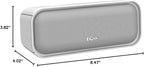 DOSS SoundBox Pro Bluetooth Speaker with 20W Stereo Sound, Active Extra Bass, IPX6 Waterproof, TWS Pairing, Multi-Colors Lights, 20H Playtime, Portable for Beach, Outdoor-Grey