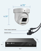4COVR PoE PTZ Security Camera System, 4X 5MP PoE IP PTZ Camera Two Way Audio, 280ｰ Pan 90ｰ Tilt 5X Optical Zoom, Smart Color Night Vision, Human Vehicle Detection, 8CH 4K NVR 2TB HDD, LY5XCP5M0804