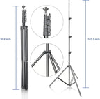 Photo Video Studio 10 x 8.5ft Stand with Muslin Backdrop (Green/White/Black) & 85W 5500K Led Bulb & Umbrella Lighting Kit Photography Background Support System Kit,Clamp, Carry Bag