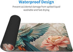 Gaming Mouse Pad, Large Non-Slip Rubber Base Mousepad, Keyboard Mouse Mat, Desk Pad with Stitched Edges, 31.5x11.8inch, Art Bird Flower