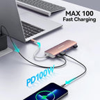 Acodot 9 in 1 USB C to 4K@60HZ HDMI Multiport Adapter, 3 USB 3.0 Ports, SD/TF Card Reader, 100W PD, Designed for MacBook Pro Air HP XPS etc, Rose Gold