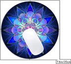 Blue Flower Mandala Mouse Pad Round Non-Slip Rubber Mousepad Laptop Office Computer Decor Cute Desk Accessories Customized Design Mouse Pad
