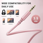 OneOdio 6.35mm to 3.5mm 6.6-9.8FT Stereo Adapter Cable Compatible with AMPs, Electronic Keyboards, Mixers, Guitars and Pro10/Pro30/Pro50 Headphones of OneOdio- Rose Gold