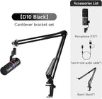 COMICA EJoy D10(A) USB Gaming Microphone – Boom Arm Mic with Noise Cancellation, XLR/USB-C, Real-Time Monitoring, Muting, RGB Professional Studio Mic for Gaming, Streaming, Podcast, Recording (Black)