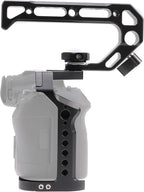 Hersmay R5 R6 Cage with Top Handle,Aluminium Alloy Camera Cage for Canon EOS R5 R6 Mirrorless Cameras, Vlogging Video Shooting Filmmaking Rig Stabilizer with 1/4" Mounting and 3/8" Arri Locating Hole