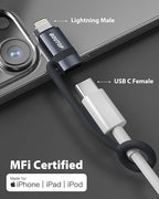 [MFi Certified] USB C to Lightning Adapter, Type C to Lightning Adapter Support 36W PD Fast Charging Compatible with iPhone iPad Dark Gray -3 Pack