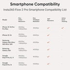 Insta360 Flow 2 Pro White - Foldable AI Phone Gimbal, Track in 200+ iOS Apps, Multi-Person & 360 Pan Tracking, Built-in Tripod/Selfie Stick, iPhone/Android Stabilizer