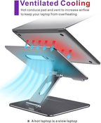 Adjustable MacBook Stand for Desk | Ergonomic Aluminum Laptop Riser with Heat-Vent, Compatible for 10-17" Laptops, Space Grey