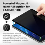360° 4-Way Magnetic & Nano Adsorption Privacy Screen Protector for iPad Pro 11 Inch M4 2024 | Detachable, Anti-Spy, Anti-Fingerprint | Works in Both Landscape & Portrait Modes