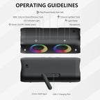DONOW Portable Bluetooth Speaker with Lights, 30W Stereo Sound, Bass Boost, IPX5 Waterproof, 20H Playtime, Built-in Mic, Speakers Bluetooth Wireless for Home, Party, Outdoor, Travel(Black)