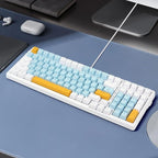 Wireless Mechanical Keyboard, Triple Mode 2.4G/USB-C/BT Gaming Keyboards 100 Keys Ice-Blue Backlit, Red Switch Keyboard | Rechargeable Mechanical Gaming Keyboards | Ice Blue/W/Y