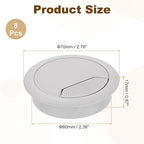 uxcell 8 Pcs 60mm (2.36 Inch) Desk Grommet, Plastic Cable Hole Cover, Wire Cord Cable Organizer for Home Office Computer Desk Cabinet, Gray