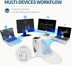 DeLUX Seeker Wireless Ergonomic Vertical Mouse with OLED Screen, BT and USB Receiver, Connect with Up to 4 Devices, Thumb Wheel, 4000DPI, Programmable Rechargeable Optical Mouse(M618XSD-White)