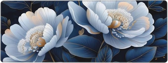 Gaming Mouse Pad, Large Non-Slip Rubber Base Mousepad, Keyboard Mouse Mat, Desk Pad with Stitched Edges, 31.5x11.8inch, Gorgeous Flowers