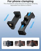 SMALLRIG Clamp w/ 1/4" and 3/8" Thread Holes, 9.8 Inches Adjustable Friction Power Articulating Magic Arm with Phone Holder for Action Cameras, Smartphones, LCD Monitor/LED Lights - 5326