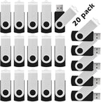 16GB USB Flash Drive KOOTION 20 Pack USB Drive Thumb Drive Bulk USB Stick Swivel for Data Storage, Black