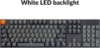 Keychron K10 Full Size Layout White LED Backlit Hot-Swappable Mechanical Keyboard for Mac Windows, Multitasking 104-Key Bluetooth Wireless/USB Wired Computer Keyboard with K Pro Brown Switch