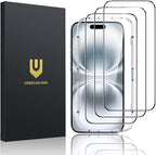 UNBREAKcable Screen Protector for iPhone 16 Plus/15 Plus [3-Pack] Full Coverage Double Shatterproof Tempered Glass [Installation Frame] [9H Hardness] [99.99% HD Clear] [Bubble Free] for iPhone 6.7"