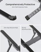 SODI [Ultra Compact] Foldable & Portable Laptop Stand for Desk, Lightweight Tablet Stand for Business Travel, Library, Cafe, 6 Level Height Ergonomic Aluminum Computer Holder for 10-16" Laptops
