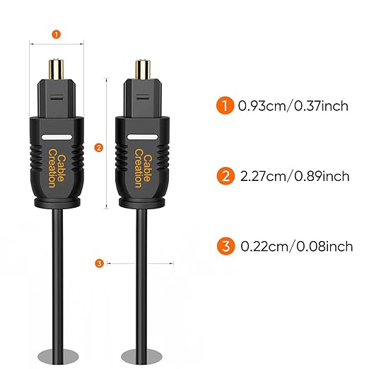 CableCreation Optical Digital Audio Cable, [5-Pack] 6FT Slim Fiber Optic Toslink Optical S/PDIF Cord for Home Theater, Sound Bar, TV, PS4, Xbox, VD/CD Player, Game Console&More, Black/OD:2.2mm