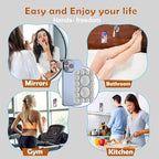 Silicone Suction Mount, Silicon Adhesive Phone Accessory for iPhone and Android, Hands-Free Mirror Shower Phone Holder, TikTok Videos and Selfies (Light Gray 2Pack, Double Sided)