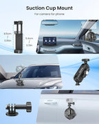 4" Suction Cup Mount with Magic Arm for Car Camera Mount for Go pro Windshield Phone Holder for Insta 360 Action Camera Accessories