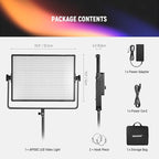 NEEWER 150W RGB LED Panel Video Light Kit with Barn Doors, 1800 LEDs 42500Lux/0.5m 2500K-10000K CRI96+/TLCI97+ 0-100% Dimming, APP/2.4G/Panel/DMX Control for Pro Studio Gaming Lighting, AP150C
