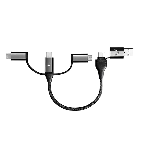 Futurizta Tech [Upgraded] Zeus-X 6-in-1 Universal Multi Cable (0.65ft/0.2m) Fast Charging 60W Laptop PD, QC3.0 & 27W Fast Charging & Data Sync, Military Grade Braided with Cable Organizer Strap