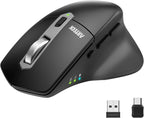 Arteck Multi-Device Wireless Bluetooth Mouse with Nano USB-A, USB-C Receiver Ergonomic Right Hand Silent Clicking Rechargeable Mouse for Computer Desktop PC Laptop Mac iPad and Windows 11/10 iPad OS