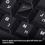 2PCS Hebrew English Keyboard Stickers Black Background with Blue Letters Replacement Stickers for PC Computer Laptop Notebook Desktop Keyboards -Each Unit: 0.43" x 0.51"