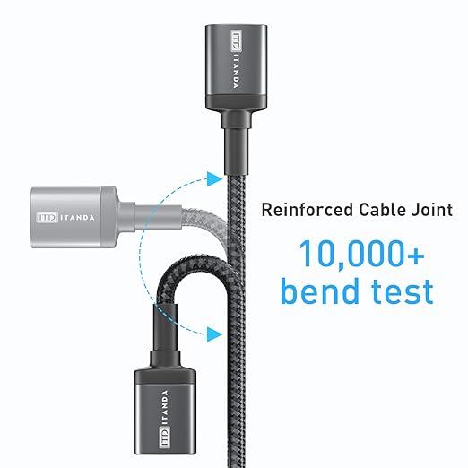ITD ITANDA 6FT USB Extension Cable USB 3.0 Extension Cord Type A Male to Female 5Gbps Data Transfer for Keyboard, Mouse, PlayStation, Xbox, Flash Drive, Printer, Camera and More, Grey