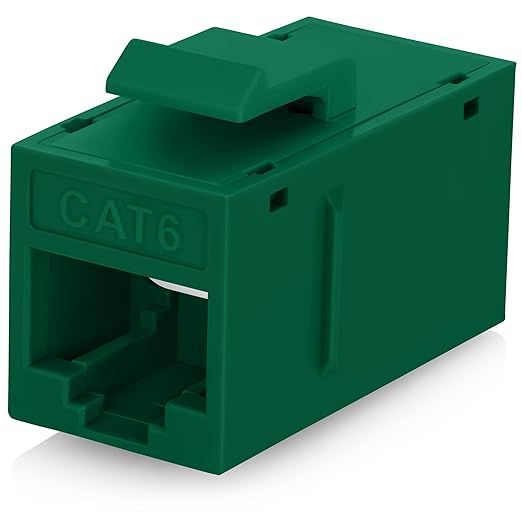 Everest RJ45 CAT6 Keystone Coupler in Green (6-Pack) - RJ45 Coupler for Ethernet, Cat6 Keystone Jacks
