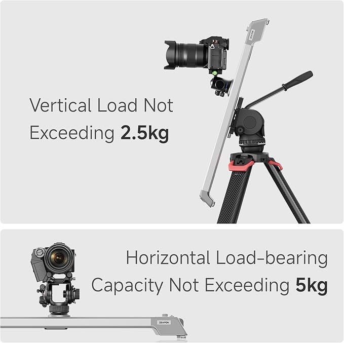 Zeapon EVO 125°Panorama Rotating Motorized Camera Slider, Powerful Quiet Motor for 5.5-11Lbs Payload, 23.6''/40cm Light Compact Slider Dolly with Carrying case, Buttons & App Control (D40 (15.7''))