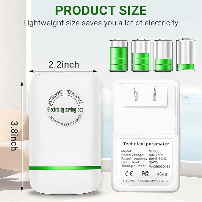 Elon-musk's Electricity Saving Box Stop Watt Stopwatt Energy Saving Device Save Energy Saving Device Energy Saving Power Strip for Home Office US Plug 90v-250v 30kw Rated Green (1PCS, White)