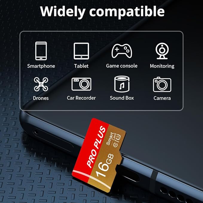 2 Pack TF Card 16GB with Adapter, High Speed Memory Card, UHS-I C10 A1 Memory TF Card for Tablet/Mobile Phone/Camera/Car Audio/Game Console (TF162 Red Gold 16GB)