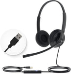 Yealink UH34 USB Headset with Mic,Stereo Wired Headphones with Noise Cancelling Microphone,Professional Work Headset VoIP Phone PC Computer Call Center Office(Ultra Light)