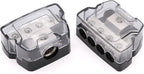 4 Way Power Distribution Block 1x 0/2/4 Gauge in 4X 4/8/10 Gauge Out Nickel Plated Car Audio Splitter Amp Distribution Connecting Block,2Pcs