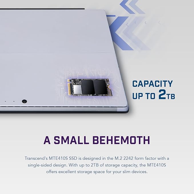 Transcend 1TB M.2 2242 SSD, Up to 5000MB/s, PCIe Gen4x4 NVMe 3D TLC, for Ultra-Thin Laptops, Lenovo ThinkPad, Yoga Gen 6, ASUS ExpertBook, ZenBook, Mini PC, DRAM-Less Design for Low Power Consumption