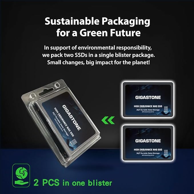 Gigastone 1TB NAS SSD Drive (8-Pack) 24/7 Durable TLC High Endurance RAID Data Storage Network Attached Storage 2.5" SATA Internal Solid State Hard Drives