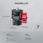 Mini Camera Monitor Mount with Cold Shoe, Aluminum Field Monitor Mount with 1/4″ Screw for LED Light Mic Cage, Cold Shoe Adapter 360° Swivel & 180° Tilt Damping (with Knob 63142)