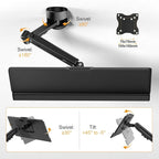 Wall Mount Keyboard Tray- Keyboard and Mouse Stand & Monitor Mount Arm,Height Adjustable Typing Platform Holds up to 26.4 lbs,Black