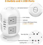 TESSAN Tower Surge Protector Power Strip 10 ft, Long Flat Extension Cord with Multiple Outlets, 8 AC Outlets with 4 USB Ports (1 USB C), Charging Station with Surge Protection, for Home Office Dorm