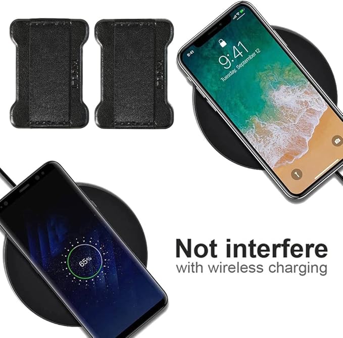 Universal Phone Grip for Smartphones - Phone Holder for Hand for Back of Phone - Wireless Charging Compatible (Black Gold) - 2Pack